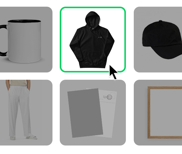 Choose products from hoodies, hats, mugs, prints and more.